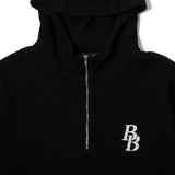 KNIT HALF ZIP HOODIE BK