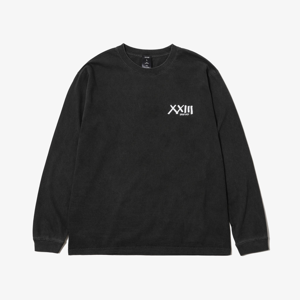 GARMENT DYE L/S TEE V BLACK – XXIII C'EST VINGT-TROIS