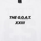 GOAT 23 LOGO NO SLEEVE TEE WHITE