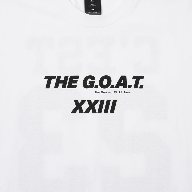 GOAT 23 LOGO NO SLEEVE TEE WHITE