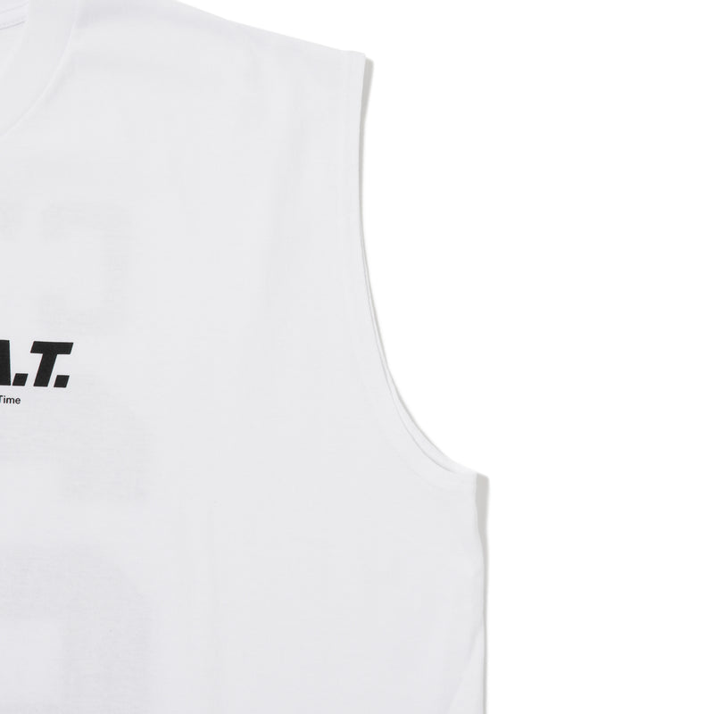 GOAT 23 LOGO NO SLEEVE TEE WHITE