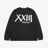 GARMENT DYE L/S TEE V BLACK