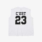 GOAT 23 LOGO NO SLEEVE TEE WHITE